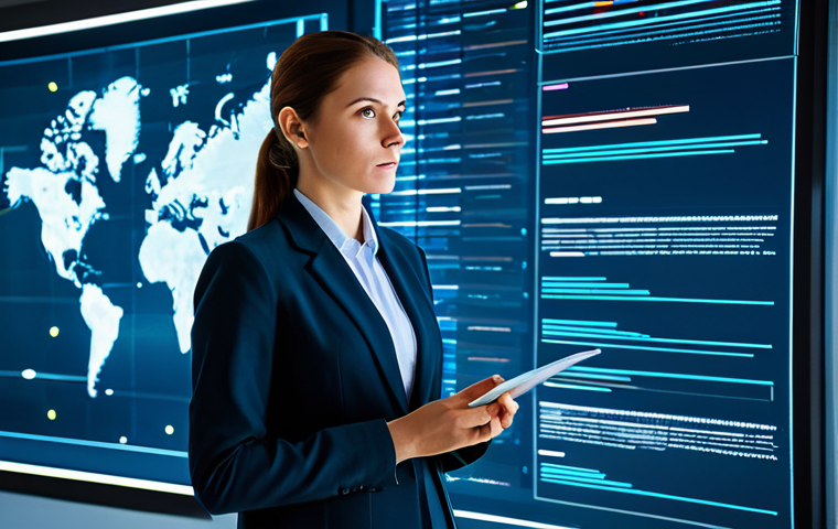 A thoughtful professional individual, gender-neutral, in a modest business suit, observing a dynamic holographic data visualization in a futuristic, clean office environment. The subject holds a stylus, contemplating the information with a discerning expression, symbolizing critical thinking and digital literacy. The background features abstract, flowing data streams. Professional photography, sharp focus, vibrant colors, high resolution. Perfect anatomy, correct proportions, natural pose, well-formed hands, proper finger count, natural body proportions. Fully clothed, appropriate attire, modest clothing, safe for work, appropriate content, professional, family-friendly.