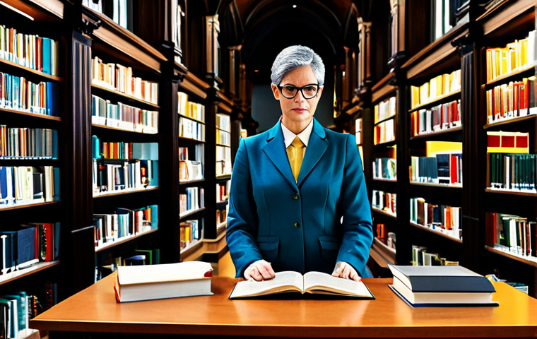 Discernimento dell'Informazione**
"A librarian in a bright, modern library, surrounded by books and computers, thoughtfully reviewing online sources. Fully clothed in appropriate professional attire, safe for work, appropriate content. Perfect anatomy, correct proportions, natural pose, high quality, professional photography."
**